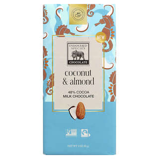 Endangered Species Chocolate, Milk Chocolate Bar, Coconut & Almond, 48% Cocoa, 3 oz (85 g)