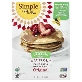 Simple Mills, Organic Oat Flour, Pancake & Waffle Mix, Original, 12.9 oz (366 g)
