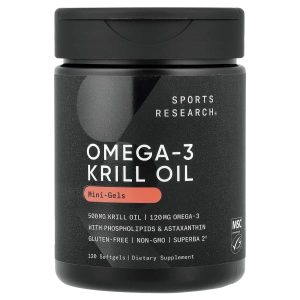 Sports Research, Omega-3 Krill Oil Mini-Gels, 120 Softgels