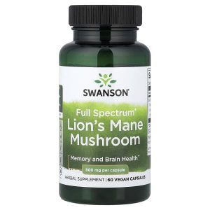 Swanson Vitamins, Full Spectrum® Lion's Mane Mushroom, 500 mg, 60 Vegan Capsules
