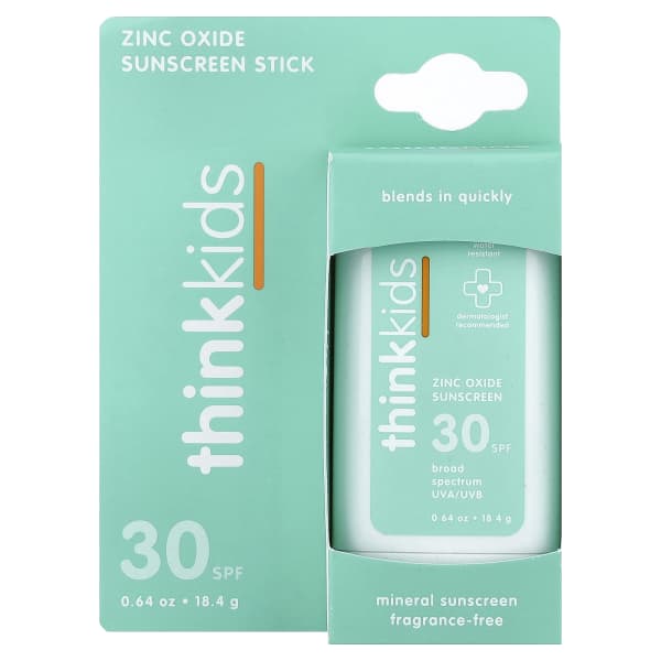 think, Thinkkids®, Zinc Oxide Sunscreen Stick, SPF 30, Fragrance Free, 0.64 oz (18.4 g)