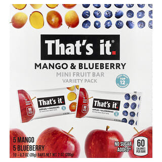 That's It, Mini Fruit Bars, Variety Pack, Mango & Blueberry, 10 Bars, 0.7 oz (20 g) Each