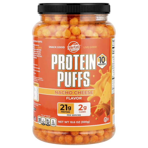 Twin Peaks Ingredients, Protein Puffs, Nacho Cheese, 10.6 oz (300 g)