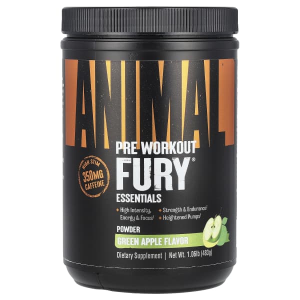 Animal, Fury® Essentials, Pre Workout, Green Apple, 1.06 lb (483 g)