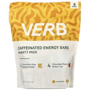 Verb Energy, Caffeinated Energy Bars, Variety Pack, 8 Bars, 0.92 oz (26 g) Each