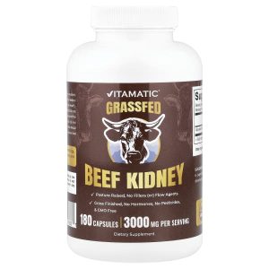 Vitamatic, Grassfed Beef Kidney, 180 Capsules (500 mg per Capsule)