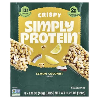 Simply Protein, Crispy Snack Bars, Lemon Coconut, 8 Bars, 1.41 oz (40 g) Each