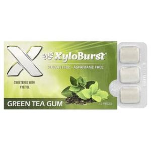 Xyloburst, Xylitol Gum, Green Tea, 12 Pieces