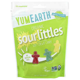 YumEarth, Organic SourLittles™, Soft Chewy Candy, Strawberry, Blue Raspberry, Lemon, 5 oz (142 g)